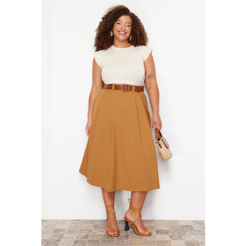 Trendyol Curve Camel Woven Plus Size Skirt Cijene