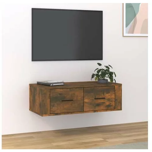  Viseča TV omarica dimljeni hrast 80x36x25 cm inženirski les