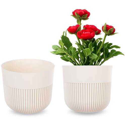 KADAX cvetlični lonec 15 cm, okrogel rebrast plastični cvetlični lonec, (5000353169) Slike