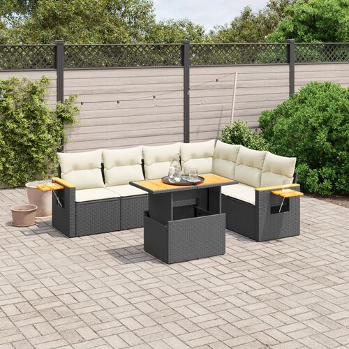 vidaXL 7-dijelni set vrtnih sofa od poliratana s jastucima crni Cijene