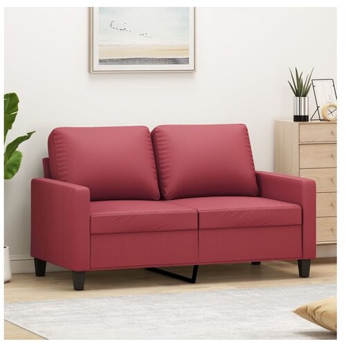 VidaXL Kavč dvosed vinsko rdeč 120 cm umetno usnje Slike