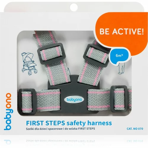 BabyOno Be Active Safety Harness First Steps ukras za kosu za djecu Grey/Pink 6 m+ 1 kom