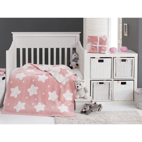 Mijolnir Ružičasta deka za bebe od flisa 100x120 cm Star &amp;ndash; Slike
