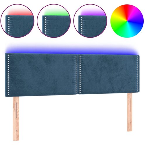 Maison Chic led posteljno vzglavje - vzglavna omarica - nočna omarica temno modro 144x5x78/88 cm žamet, (21712757) Slike