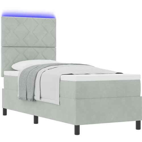 VidaXL Box Spring Krevet s Madracem i LED Svjetlom Svijetlosiva 80x200 cm Bar&amp;scaron;un Slike