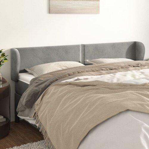 vidaXL Uzglavlje s ušima svjetlosivi 183x23x78/88 cm baršunasti Cijene