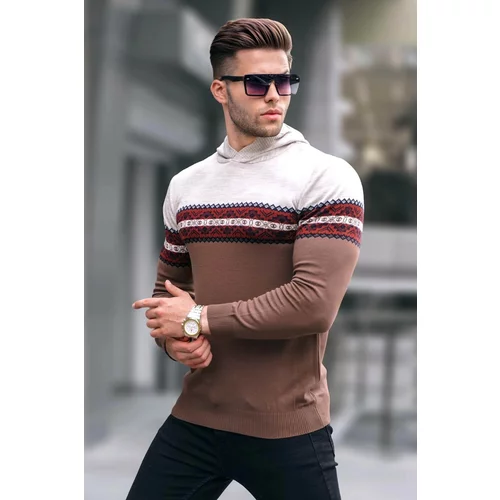 Madmext Beige Men's Hooded Sweater 5624