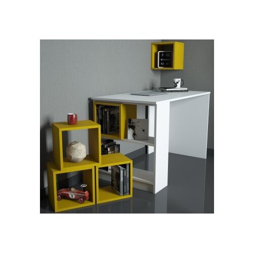 Hanah home Hanah kućni radni sto 120x75x65cm Bijelo-žuti Cene