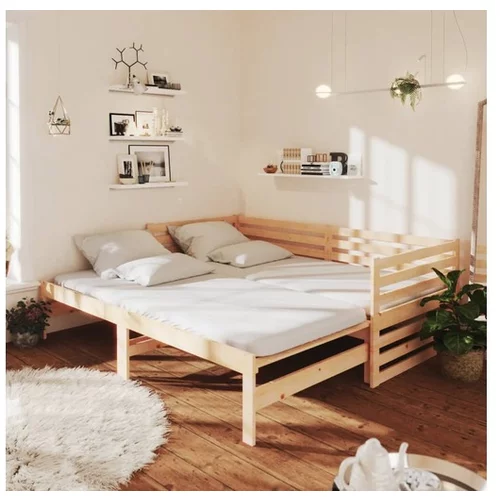  Izvlečna dnevna postelja 2x(90x200) cm trdna borovina