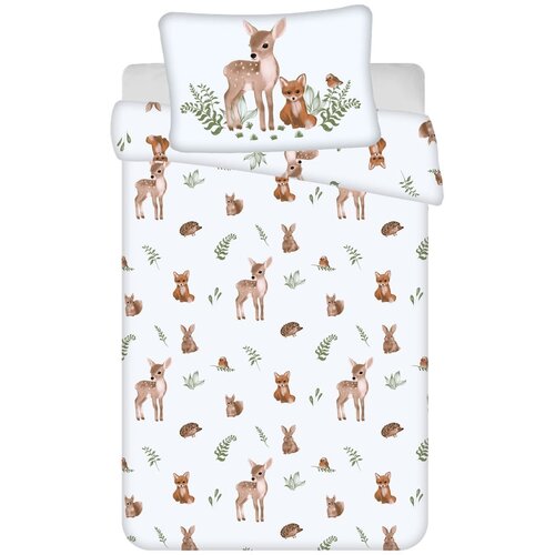 Jerry Fabrics Bijela/smeđa pamučna dječja posteljina za dječji krevetić 100x135 cm Forest Animals &amp;ndash; Slike