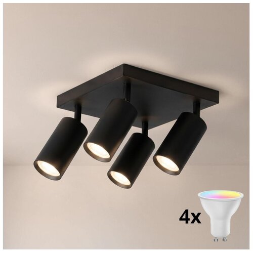 Brilagi LED RGBW prigu&amp;scaron;iva spot svetiljka SELE SQUARE 4xGU10/6,5W/230V crna Slike