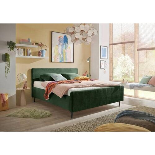MID.YOU OBLAZINJENA POSTELJA 180 cm x 200 cm , tekstil, leseni material olivno zelena Slike