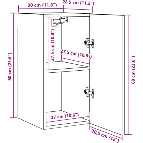  Set TV komoda s policom Zidne s pohranom s vratima 7 pcs Crni hrast 30.5 x 30 x 60 cm Slike