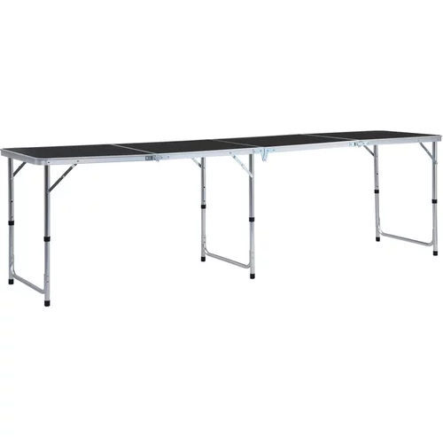  Zložljiva miza za kampiranje siva iz aluminija 240x60 cm