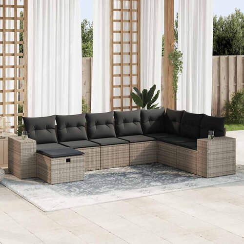  8-dijelni set vrtnih sofa od poliratana s jastucima sivi Cijene