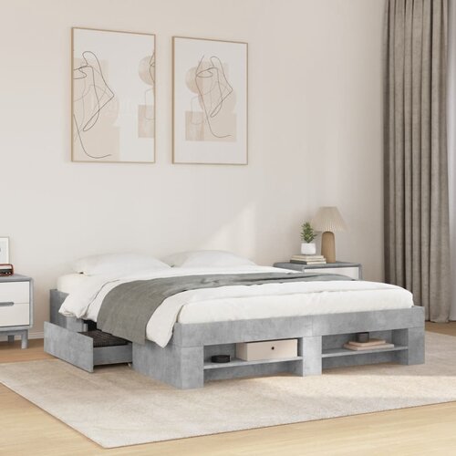 Furnova Posteljni okvir betonsko siv 150x200 cm inženirski les, (21937085) Slike