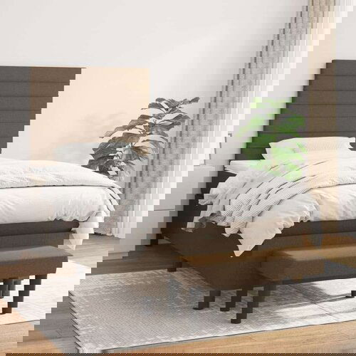  Krevet s oprugama i madracem tamnosmeđi 80x200 cm od tkanine Slike
