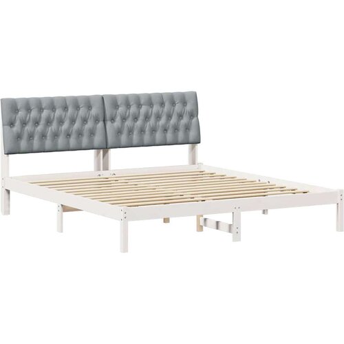VidaXL krevetni okvir s tapiciranim uzglavljem Bijelo 180 x 200 cm Slike