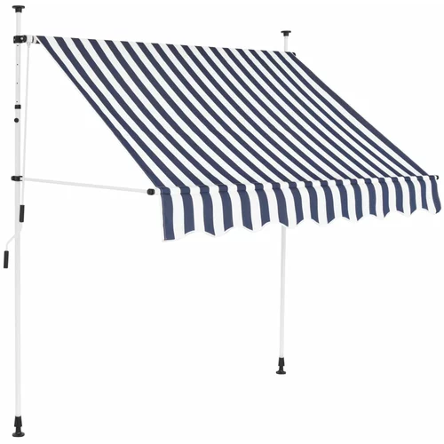 vidaXL Ročno zložljiva tenda 200 cm modre in bele črte, (20609870)