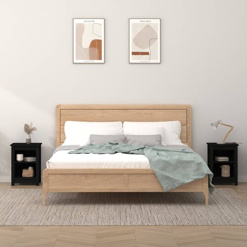 vidaXL Nočna omarica 2 kosa črna 40x35x55 cm trdna borovina Cene
