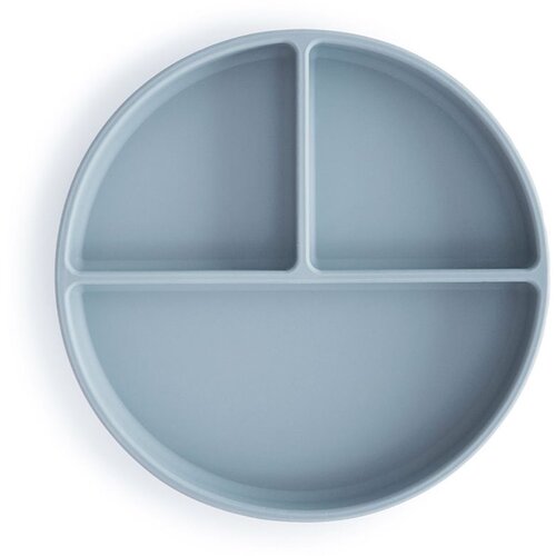 Mushie Silicone Suction Plate tanjur s pregradama s vakuumskim držačem Powder Blue 1 kom Cene