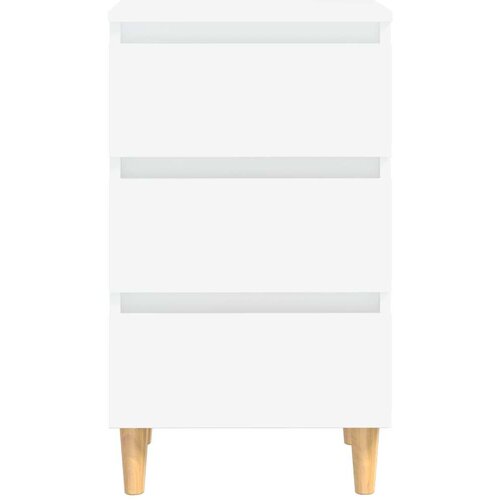 VidaXL noćni ormarić s nogama od masivnog drva bijeli 40 x 35 x 69 cm Slike