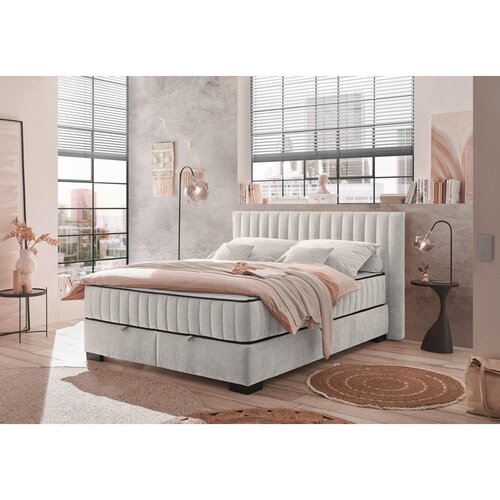 MID.YOU POSTELJA Z VZMETNICO 160 cm x 200 cm , tekstil, leseni material bež Slike