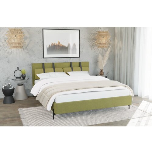 Ropez Svijetlo zeleni tapecirani bračni krevet s podnicom 200x200 cm Tulsa &amp;ndash; Slike