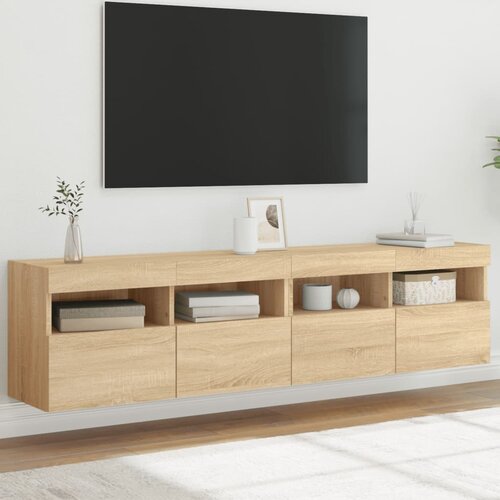 vidaXL Zidni TV ormarići LED 2 kom boja hrasta sonome 80x30x40 cm Cene