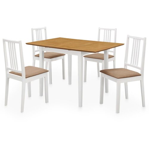 276409 5 Piece Dining Set MDF White (247625+247635) Slike