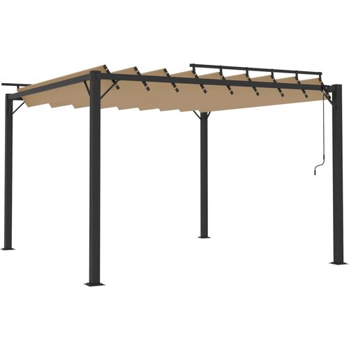 vidaXL Paviljon z rešetkasto streho 3x3 m taupe blago in aluminij, (20703028) Cene