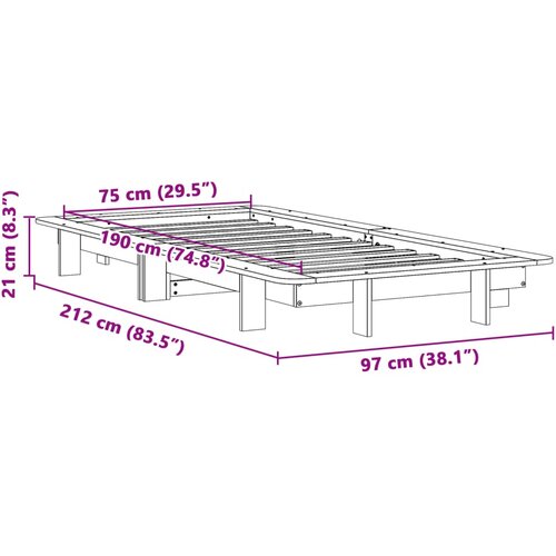  Okvir kreveta bez madraca 75 x 190 cm od masivne borovine Slike