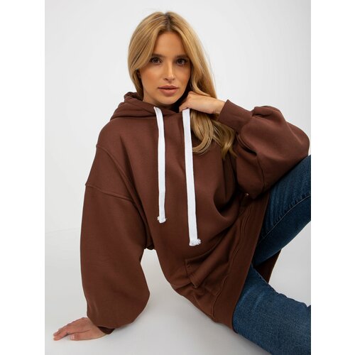 Fashion Hunters Dark brown basic long oversize hoodie Slike