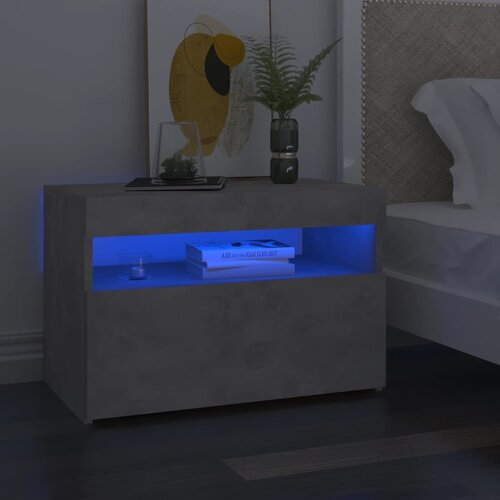 Furnova Nočna omarica z LED lučkami betonsko siva 60x35x40 cm, (21926604) Cene