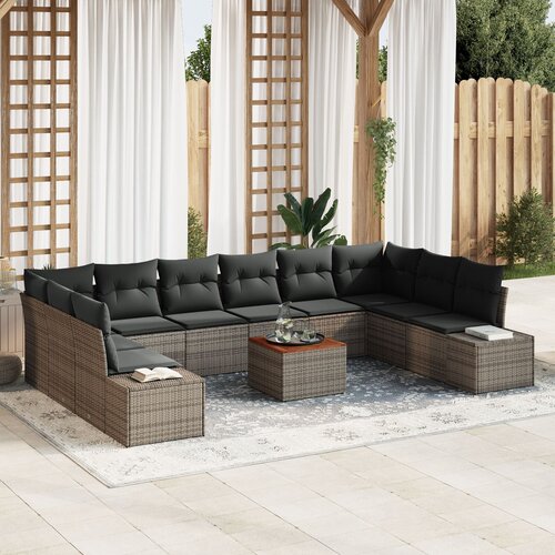 vidaXL 11-dijelni set vrtnih sofa s jastučićima Siva Poli ratan Cene