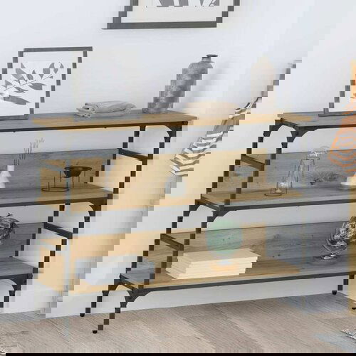 VidaXL Konzolna stolica s policom hrast artisan 100 x 32 x 75 cm Slike
