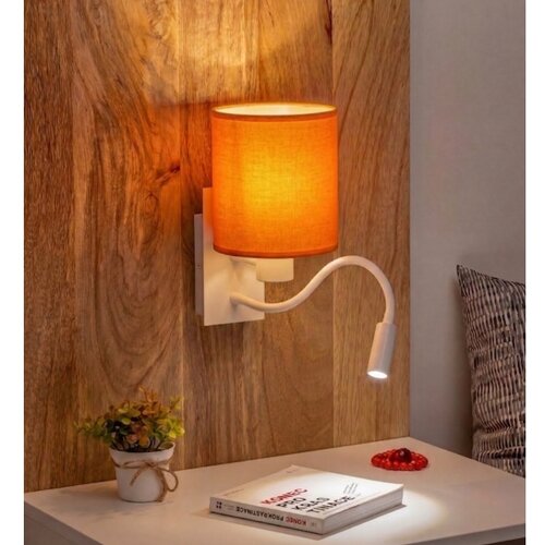  Brilagi -LED fleksibilna zidna lampa NUBILA 1xE27/25W/230V + LED/3W bela/narandžasta Slike