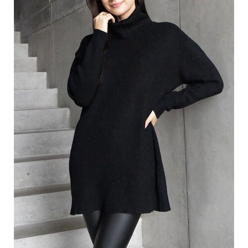 UR/CEO Long black soft turtleneck sweater Kali Slike