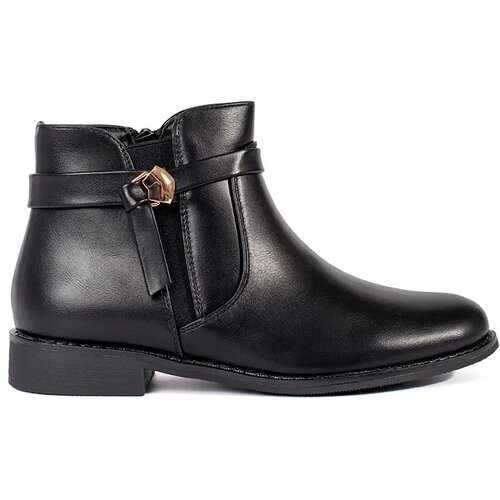Shelvt Women's black ankle boots with a low-heeled belt Cene