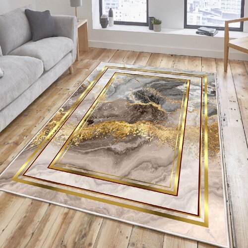 Conceptum Hypnose tepih Els2416, 80x200 cm, Sivo-zlatna boja Cijene