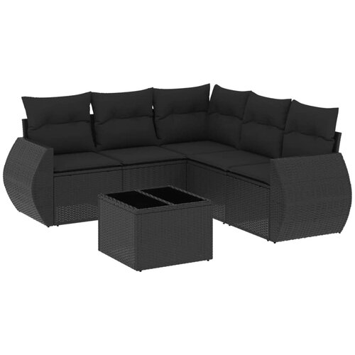 Maison Chic Seti vrtnega pohištva - Vrtna garnitura - Vrtni pohištvo set 6-delna z blazinami črna poli ratan, (21804267) Cene