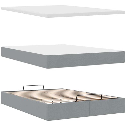 VidaXL Otomanski krevet s madracem svijetlosivi 140x190 cm od tkanine Slike