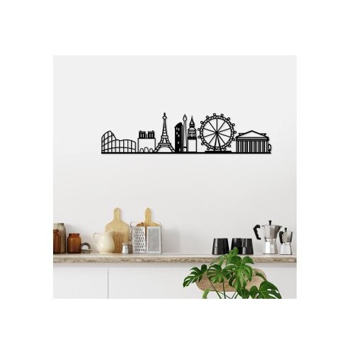 Wallity Zidna dekoracija Panorama evropskih gradova, 120x29 cm, 1,5 mm, Crna Slike