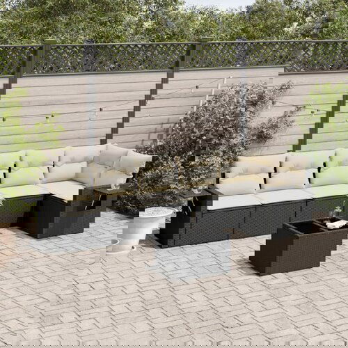 vidaXL 7-dijelni set vrtnih sofa od poliratana s jastucima crni Cijene