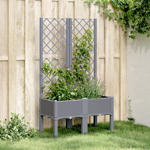 vidaXL Cvetlično korito z oporno mrežo sivo 80x40x142 cm PP Cene