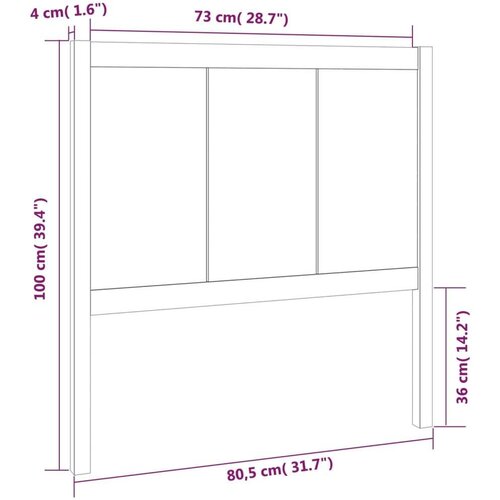  Uzglavlje za krevet sivo 80 5 x 4 x 100 cm od masivne borovine Slike