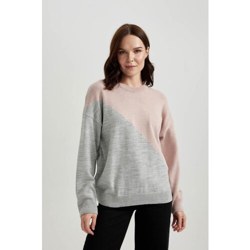 Defacto Relax Fit Crew Neck Color Block Sweater Slike