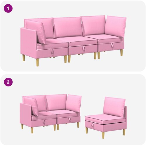  Set namje&amp;scaron;taja za dnevni boravak 3 pcs Ružičasta Tkanina Slike