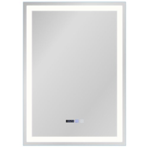 Nettlife Osvetljeno ogledalo za kopalnico - 50x70 cm LED, stensko, IP44, senzorski stikalo, ura, proti zamegljevanju, nastavljivo, (5000158906) Cene