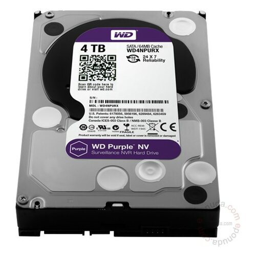 Western Digital WD Purple NV WD4NPURX 4TB IntelliPower 64MB hard disk Cene